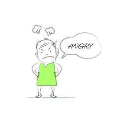 Angry. Speech bubble character.
Doodle style character. An illustration of simple human movements and emotions.