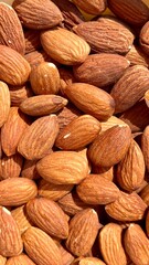 Almonds under warm golden sunlight background