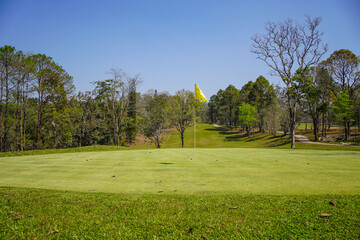 View of Golf Course with beautiful putting green.