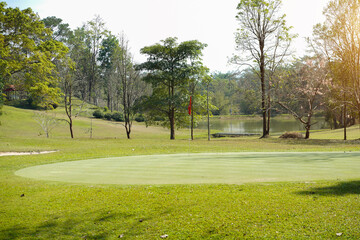 View of Golf Course with beautiful putting green.