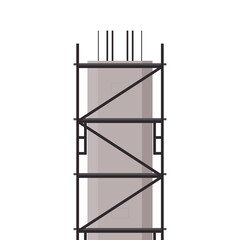 Scaffolding vector. Bridge pillar. Construction. Bridge posts under construction. 