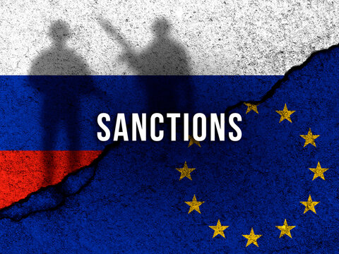 European union sanctions against Russia. Military conflict and war, invasion to Ukraine concept