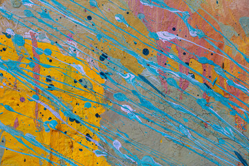 Beautiful bright colorful street art graffiti background. Abstract creative spray drawing fashion colors painting on the walls of the city. Urban Culture, aerosol texture