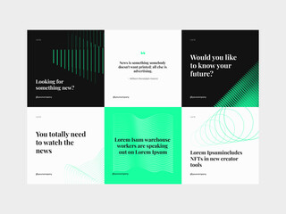 Green Simple Minimalist Social Media Post Templates. These designs embody a clean and minimalist aesthetic, focusing on the calming color of green.