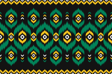 Ikat ethnic pattern art. Seamless pattern in tribal, folk embroidery, and Mexican style. Design for background, wallpaper, vector illustration, fabric, clothing, carpet.