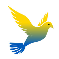 Pray to Ukraine. dove symble Ukrainian national symbol. Ukrainian national borders. No war. Save Ukraine. Vector illustration, flat design