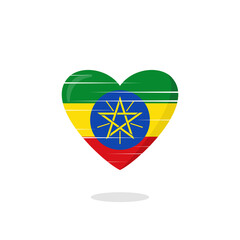 Ethiopia flag shaped love illustration