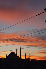 power lines at sunset