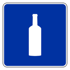 Flasche und Schild