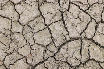 Lake drying out by lack of water. Big cracks in the ground.
Environmental changes due to climate change and global warming. 