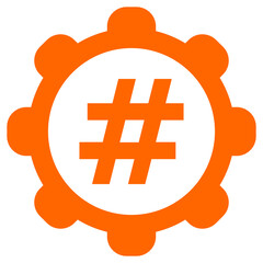 Hashtag und Zahnrad