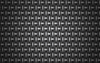 Abstract background texture. Black and gray carbon textured repeating pattern. Metallic chain pattern. Iron metal chain.