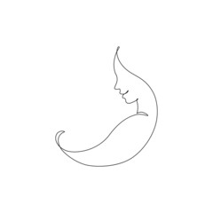 Abstract woman continuous line drawing. Young lady modern linear art. Beautiful female face vector