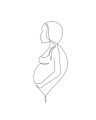 Pregnancy and motherhood modern concept art. Abstract pregnant woman continuous line drawing.
