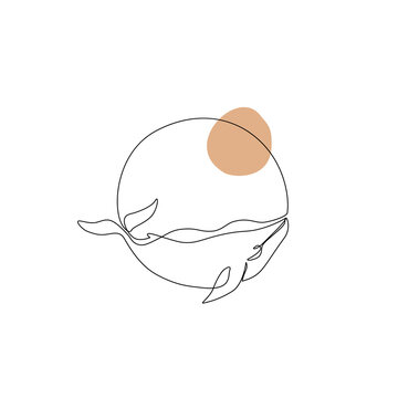 recommend clip art: Abstract whale drawing concept background. Simple line art of sea animal on geometric shapes