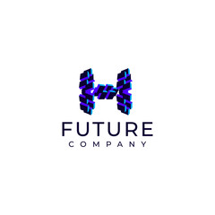 tech h letter startup modern flat logo