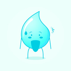 cute water cartoon with shocked expression. suitable for logos, icons, symbols or mascots. blue and white
