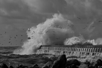 Big stormy wave splash