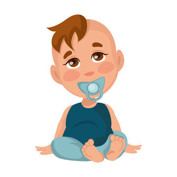 Baby boy with a pacifier in his mouth, isolate on a white background - Vector