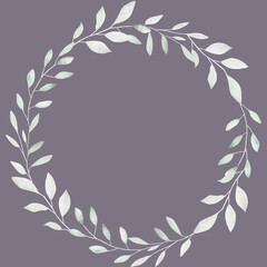 Silver minimalist watercolor floral wreath 