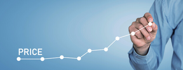 Businessman writing on a touch screen.