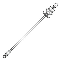 Abstract Black Simple Line Spear Weapon Doodle Outline Element Vector Design Style Sketch Isolated On White Background Illustration For War, Battle