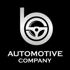 Letter b with steering wheel logo template illustration. suitable for automotive