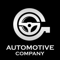 Letter g with steering wheel logo template illustration. suitable for automotive
