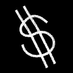 Money Dollar doodle symbol in chalk style on black board 