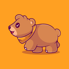 cute grizzly bear illustration suitable for mascot sticker and t-shirt design