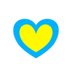 Blue and yellow heart icon on a white background.