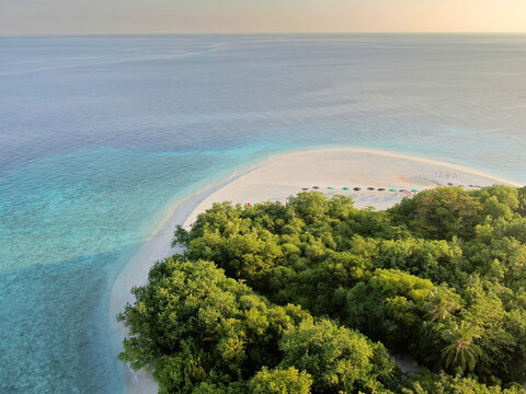 Tropical paradise atoll Ukulhas island aerial view