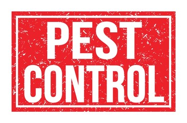 PEST CONTROL, words on red rectangle stamp sign