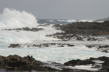 Coastal landscape with a rough sea. El Confital. La Isleta Protected Landscape. Las Palmas de Gran Canaria. Gran Canaria. Canary Islands. Spain.