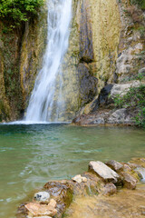 Vista parcial de la cascada denominada Chorrero de la Castellana, cerca de la poblaci&oacute;n de Chera, en la provincia de Valencia. Comunidad Valenciana. Espa&ntilde;a. Europa
