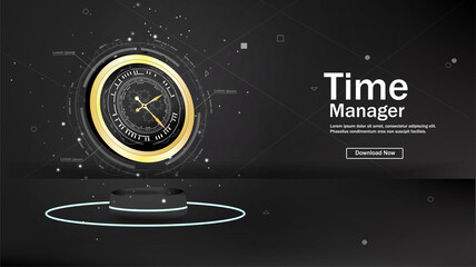 Time management, planning, life control or business concept. Modern design concept of a time management web page. A template for a technological landing page. Мector illustration