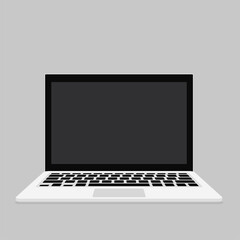 Blank screen laptop isolated on gray background. Vector