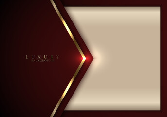 Abstract elegant modern template design 3D red and gold arrow with lighting on golden background luxury style