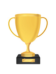 Winner cup isolated. Golden trophy on a transparent background. Vector illustration.