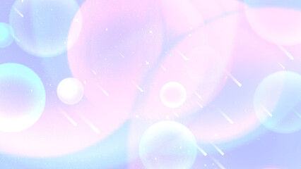 Cartoon pastel shooting stars and glowing bubbles background.