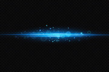 Motion light effect for banners. Blue lines. The effect of speed on a blue background. Red lines of light, speed and movement. Vector lens flare.