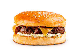 cheese burger on white background