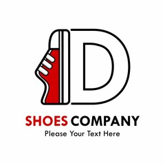 Letter d with shoes logo template illustration. suitable for brand, identity, emblem, label or shoes shop