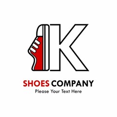 Letter k with shoes logo template illustration. suitable for brand, identity, emblem, label or shoes shop