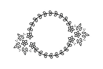 floral circle frame, flower element vector, circle shape flower drawing