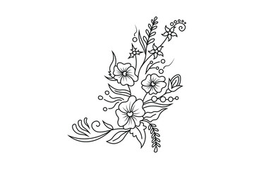 floral outline design, flower vector elements line drawing