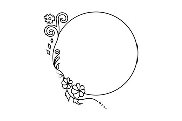floral circle frame, flower element vector, circle shape flower drawing