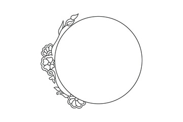 floral circle frame, flower element vector, circle shape flower drawing