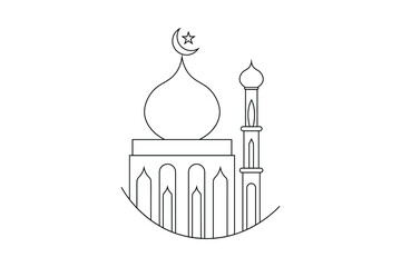 mosque outline vector, Islamic mosque icon design