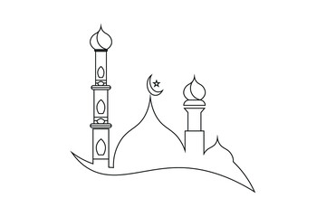 mosque outline vector, Islamic mosque icon design